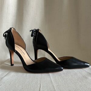 Antonio Melani Black Leather D’Orsay Pumps Pointed Toe Heels Size 6